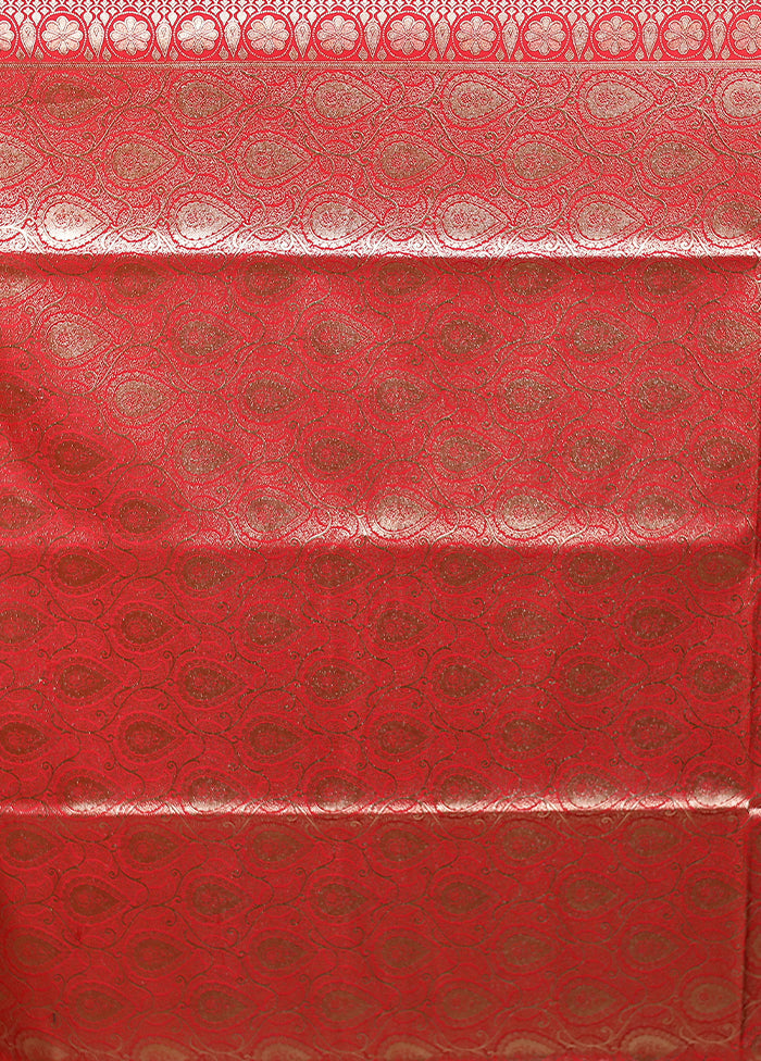 Red Banarasi Silk Saree With Blouse Piece