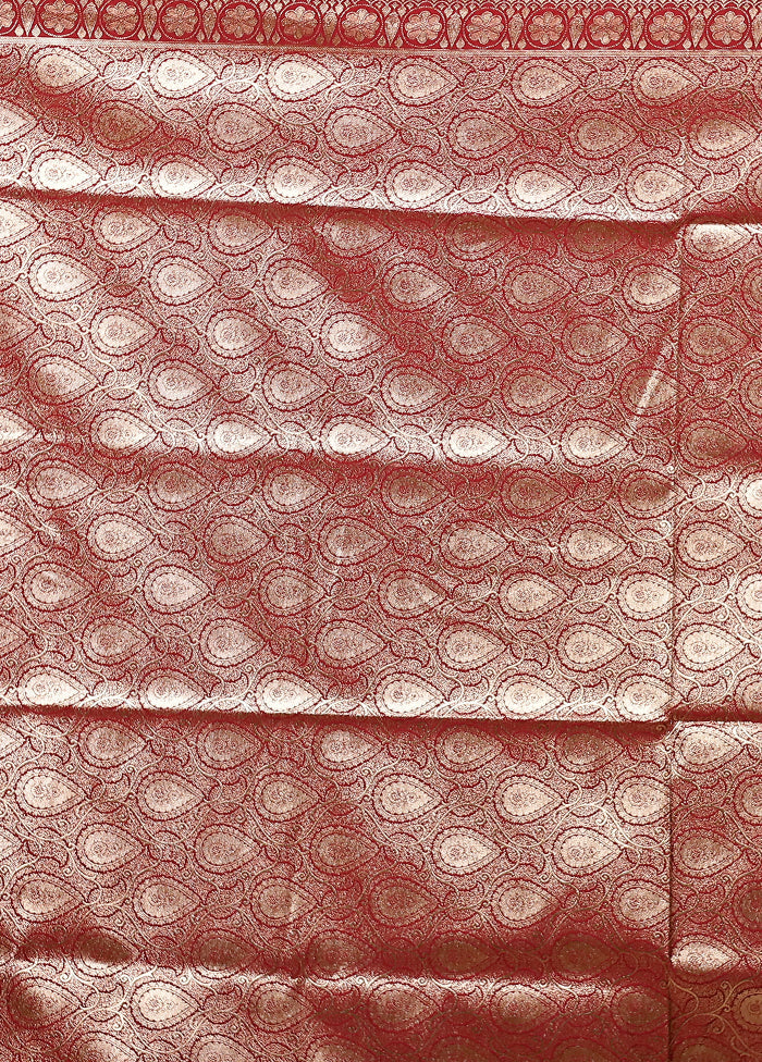 Maroon Banarasi Silk Saree With Blouse Piece