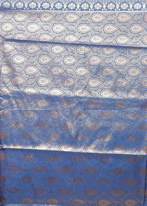 Blue Banarasi Silk Saree With Blouse Piece