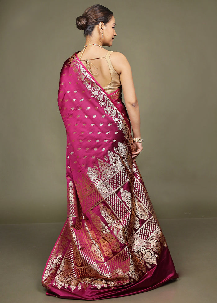Purple Banarasi Silk Saree With Blouse Piece