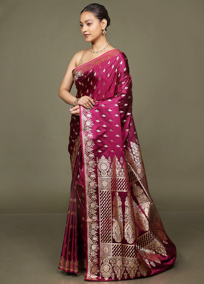 Purple Banarasi Silk Saree With Blouse Piece