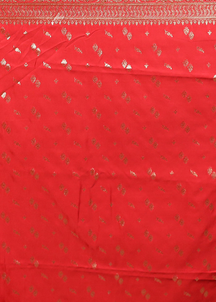 Red Banarasi Silk Saree With Blouse Piece