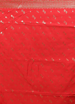 Red Banarasi Silk Saree With Blouse Piece