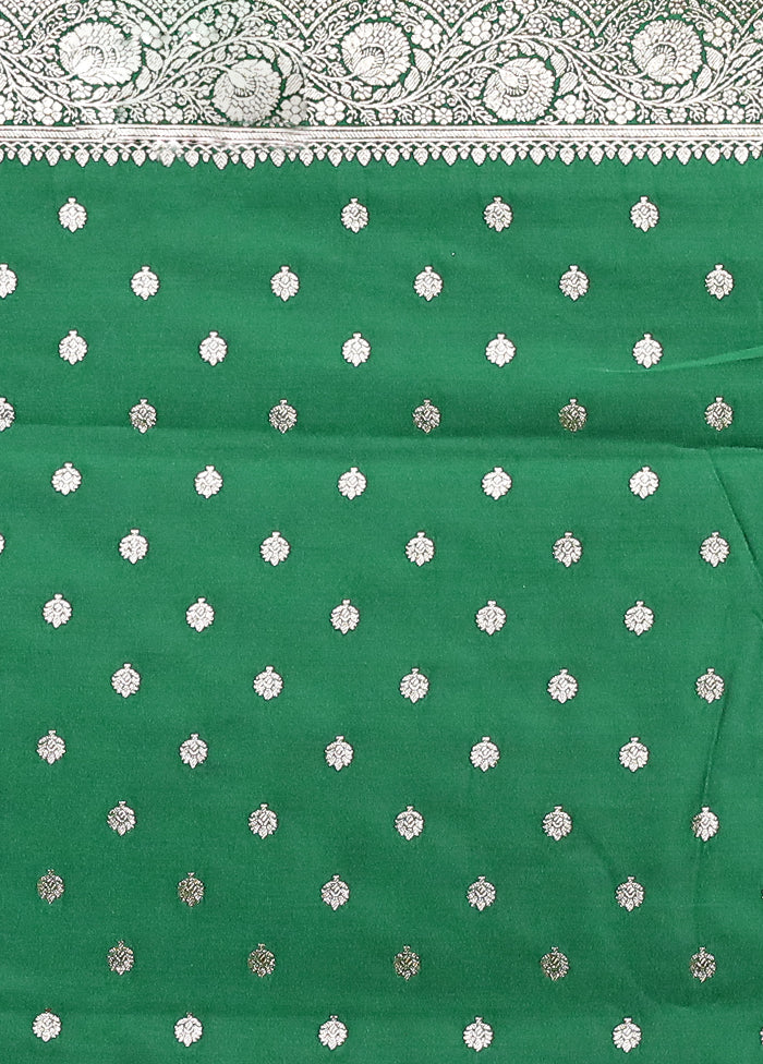 Green Banarasi Silk Saree With Blouse Piece