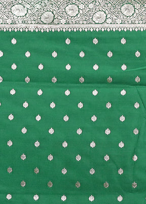 Green Banarasi Silk Saree With Blouse Piece