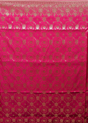 Pink Banarasi Silk Saree With Blouse Piece