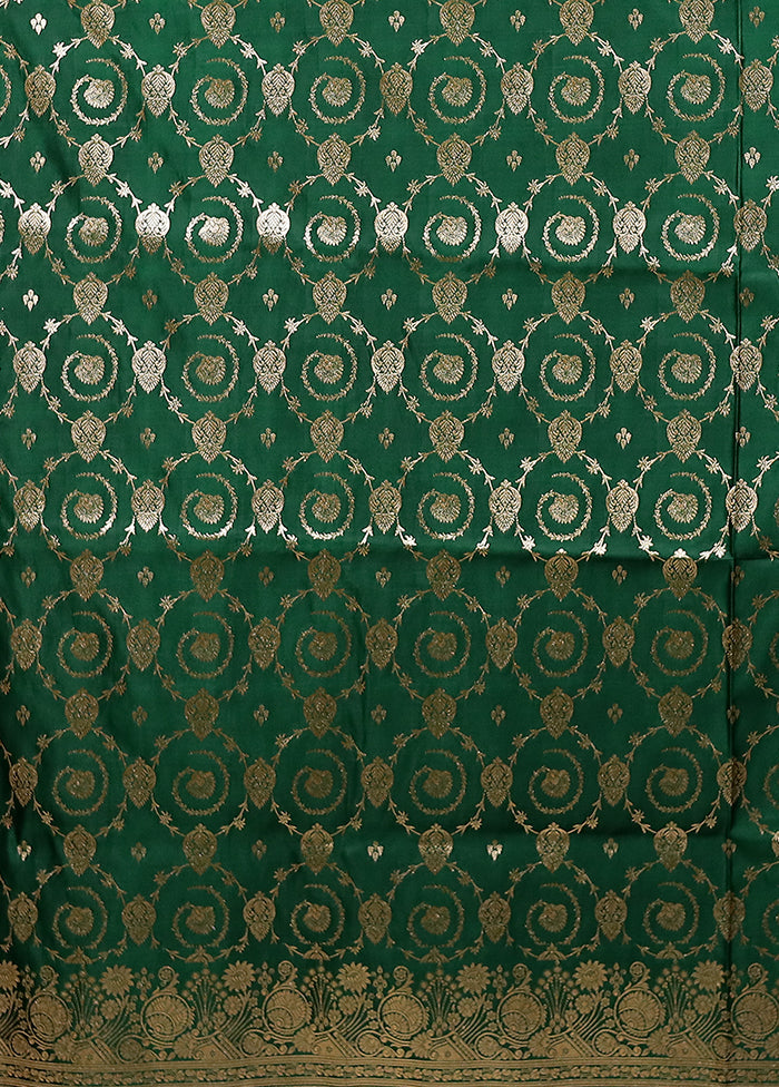 Green Banarasi Silk Saree With Blouse Piece