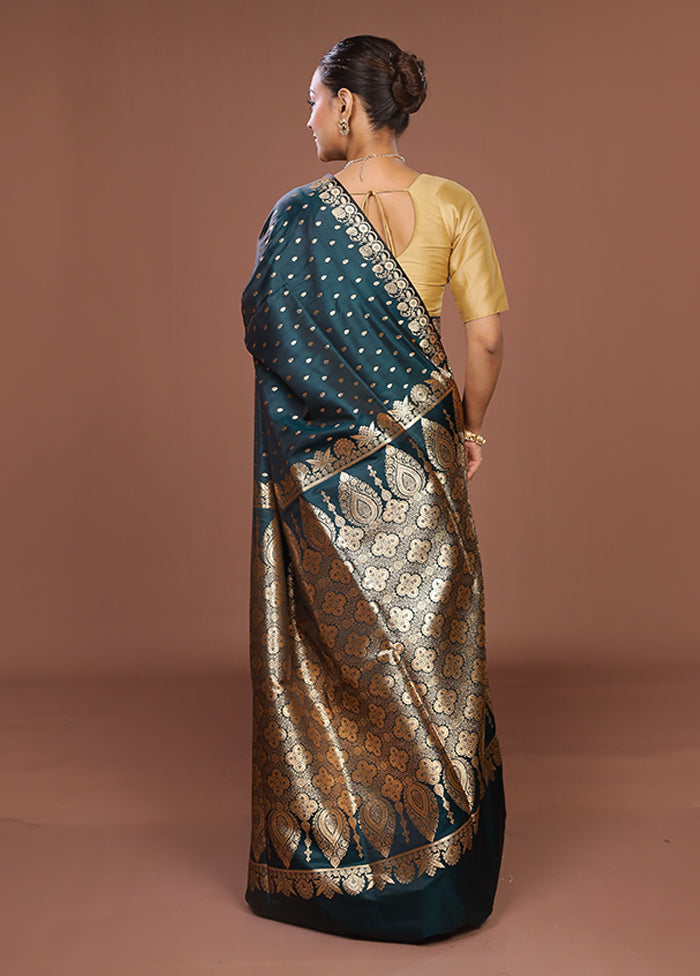 Green Banarasi Silk Saree With Blouse Piece