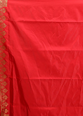 Red Banarasi Silk Saree With Blouse Piece