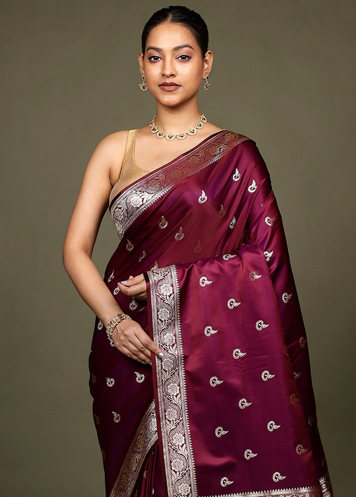 Pink Banarasi Silk Saree With Blouse Piece