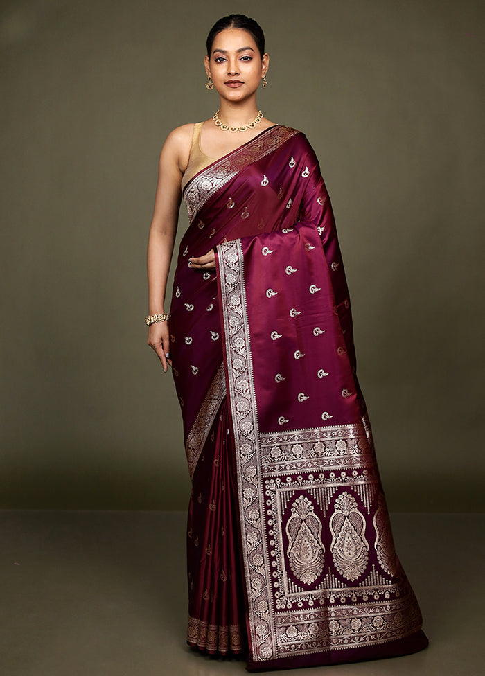 Pink Banarasi Silk Saree With Blouse Piece