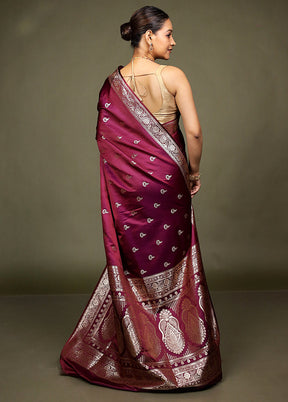Pink Banarasi Silk Saree With Blouse Piece