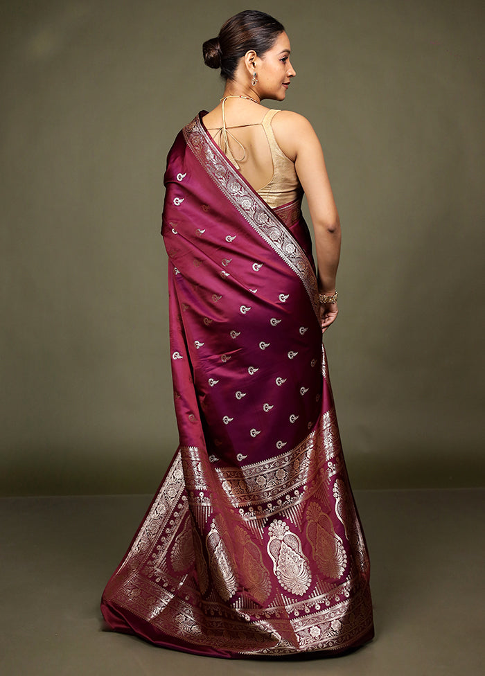 Pink Banarasi Silk Saree With Blouse Piece