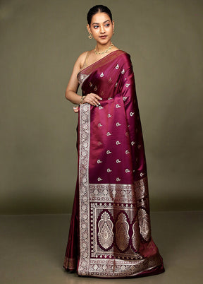 Pink Banarasi Silk Saree With Blouse Piece