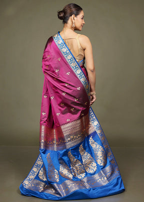 Purple Banarasi Silk Saree With Blouse Piece