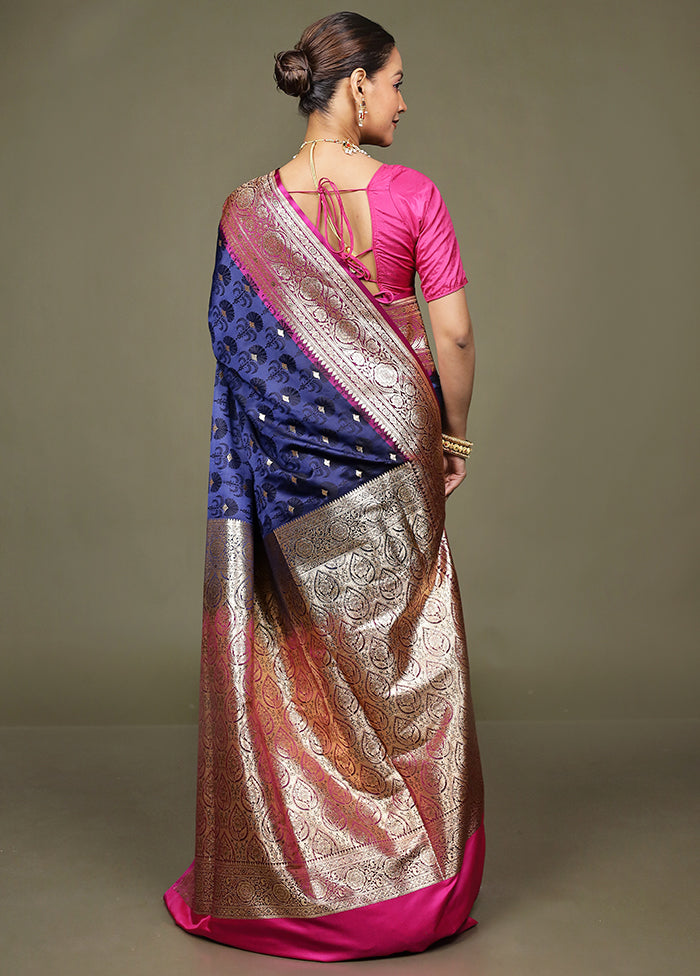Blue Tanchoi Silk Saree With Blouse Piece