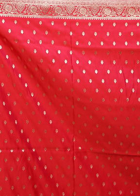 Red Banarasi Silk Saree With Blouse Piece