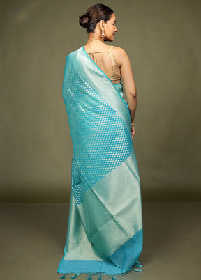 Green Kora Silk Saree With Blouse Piece