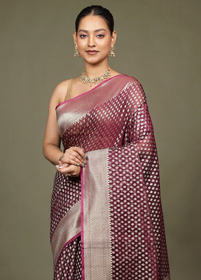 Purple Kora Silk Saree With Blouse Piece