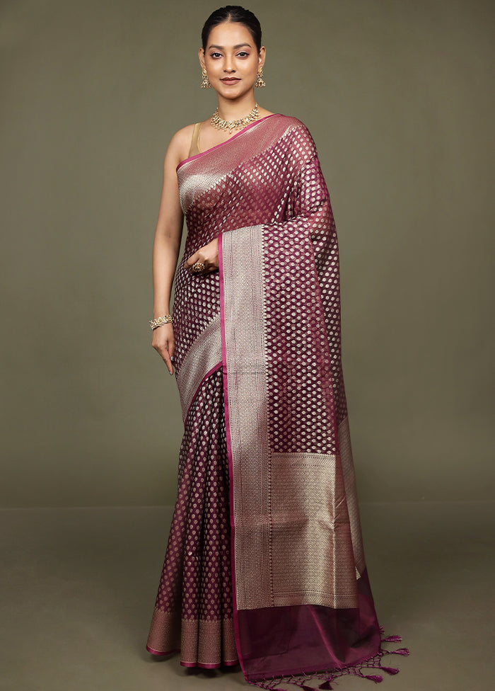 Purple Kora Silk Saree With Blouse Piece