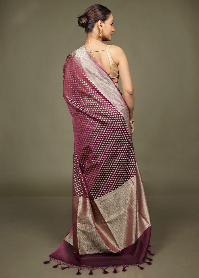 Purple Kora Silk Saree With Blouse Piece