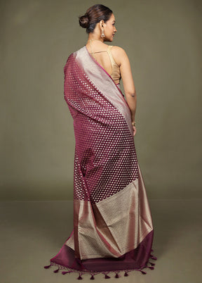 Purple Kora Silk Saree With Blouse Piece