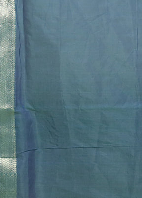 Blue Kora Silk Saree With Blouse Piece