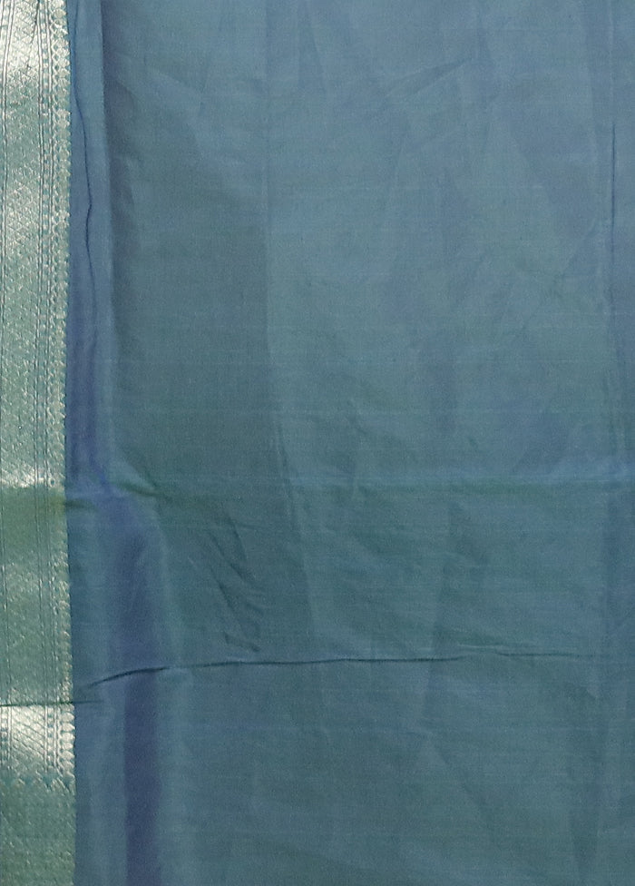 Blue Kora Silk Saree With Blouse Piece