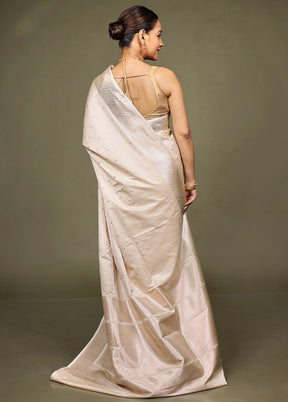 White Katan Silk Saree With Blouse Piece