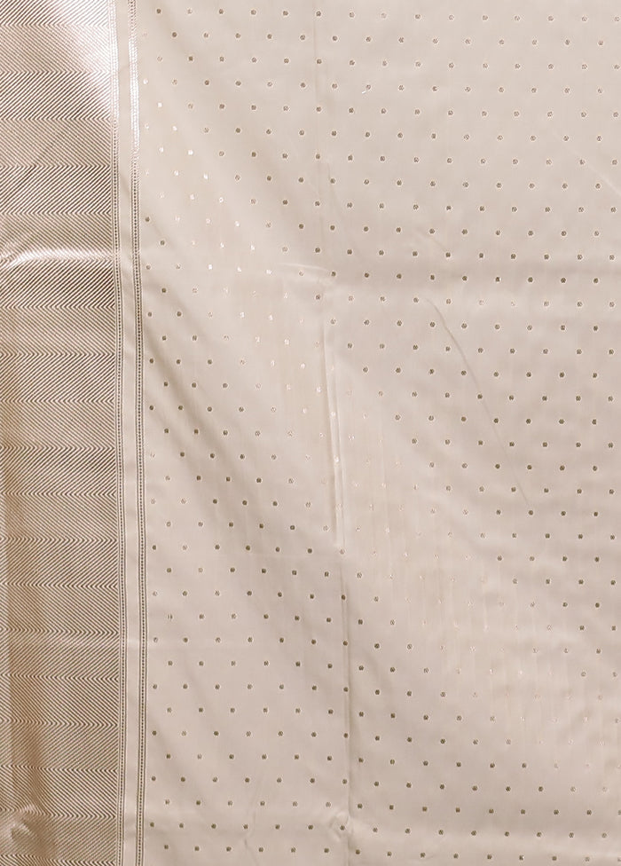 White Katan Silk Saree With Blouse Piece