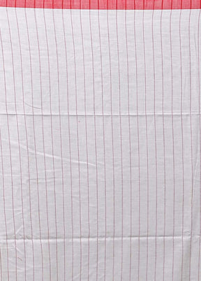 White Cotton Saree With Blouse Piece