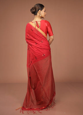 Red Matka Silk Saree With Blouse Piece