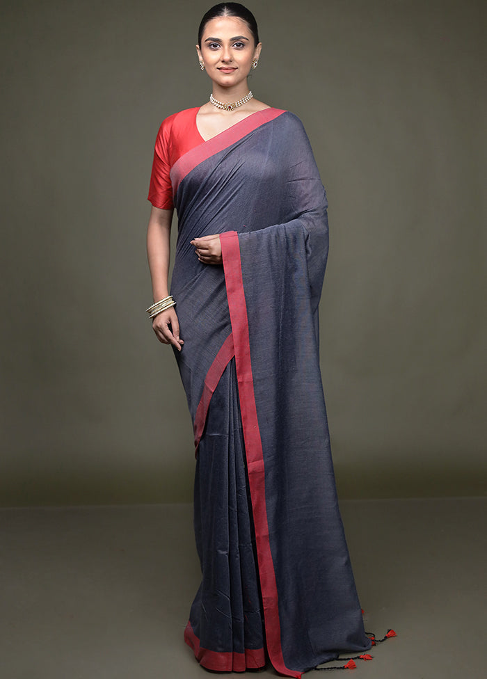 Grey Matka Silk Saree With Blouse Piece