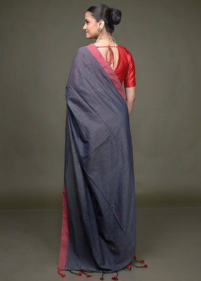 Grey Matka Silk Saree With Blouse Piece