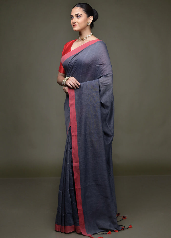 Grey Matka Silk Saree With Blouse Piece