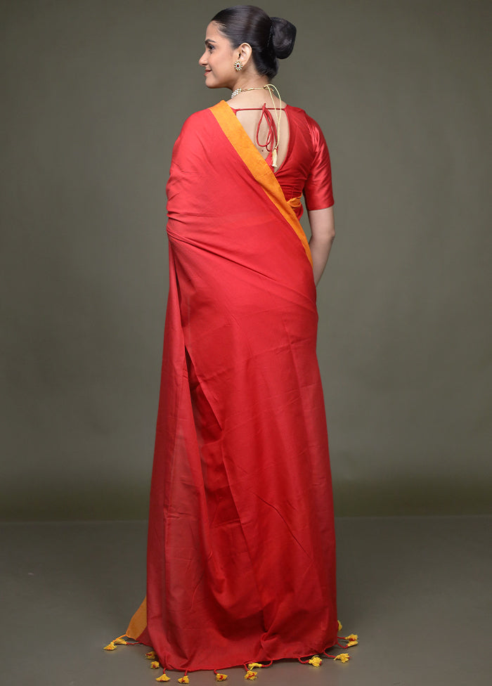 Red Matka Silk Saree With Blouse Piece