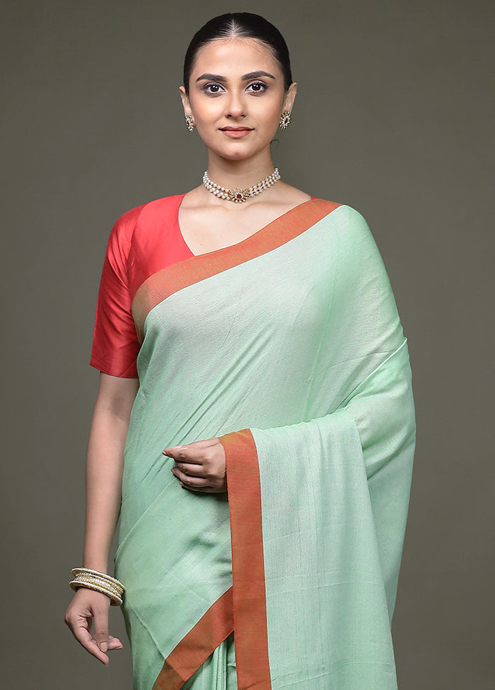 Green Matka Silk Saree With Blouse Piece