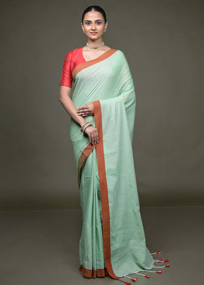 Green Matka Silk Saree With Blouse Piece