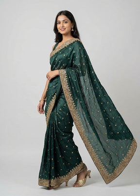 Green Tissue Silk Saree With Blouse Piece