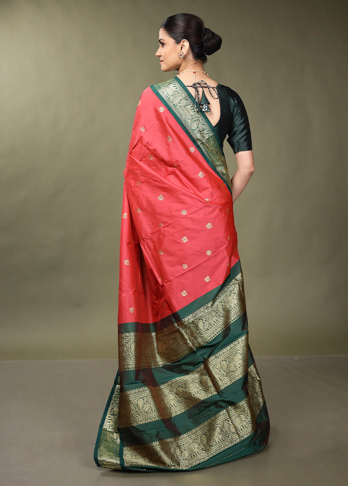 Pink Kanjivaram Silk Saree With Blouse Piece