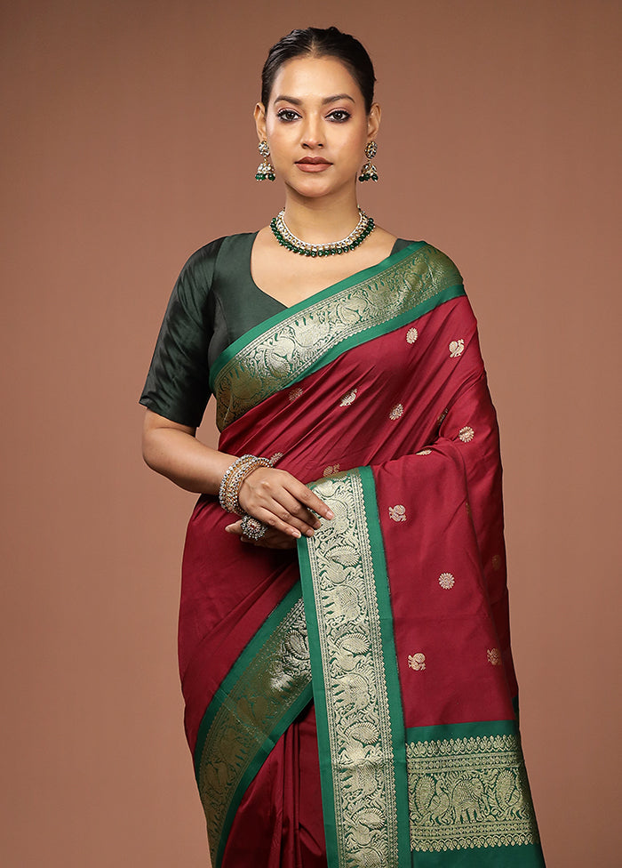 Pink Kanjivaram Silk Saree With Blouse Piece