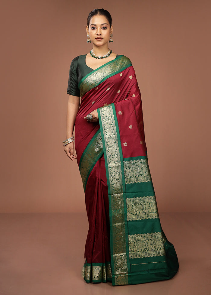 Pink Kanjivaram Silk Saree With Blouse Piece