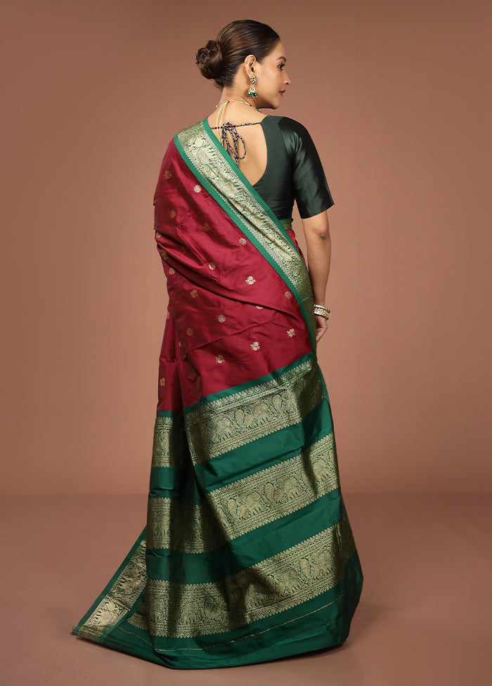 Pink Kanjivaram Silk Saree With Blouse Piece