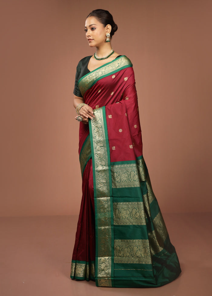 Pink Kanjivaram Silk Saree With Blouse Piece