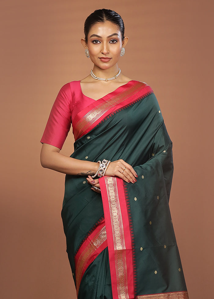 Green Kanjivaram Silk Saree With Blouse Piece