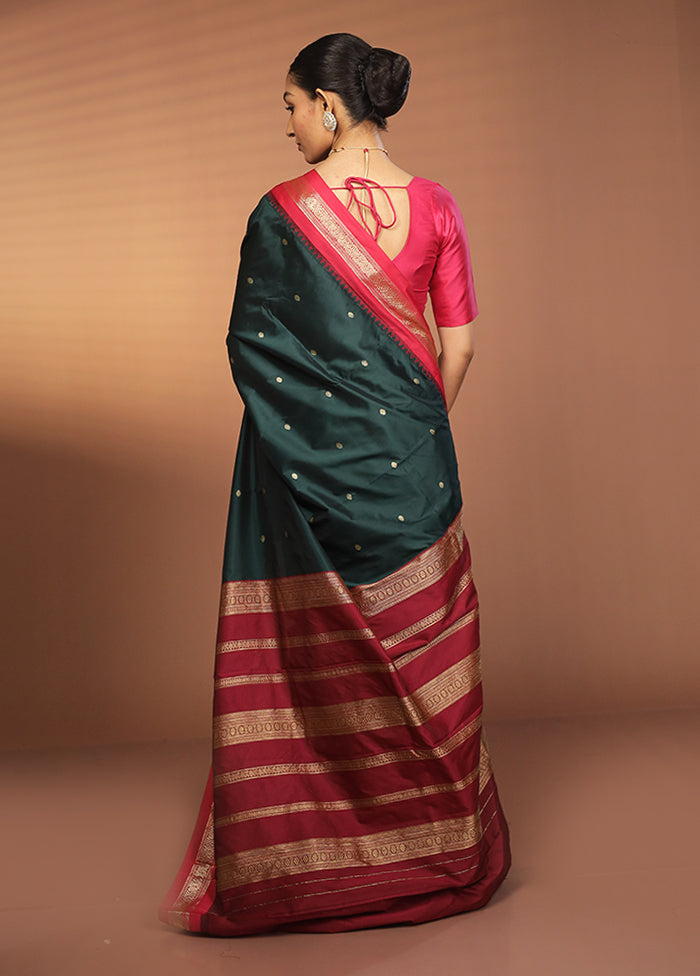 Green Kanjivaram Silk Saree With Blouse Piece