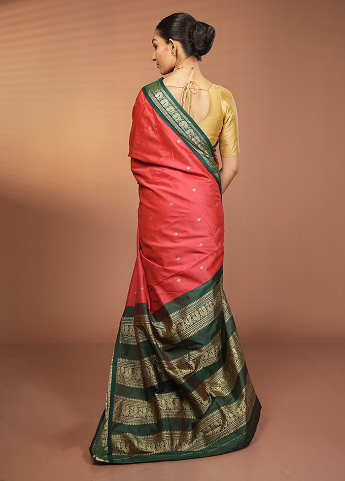 Pink Kanjivaram Silk Saree With Blouse Piece
