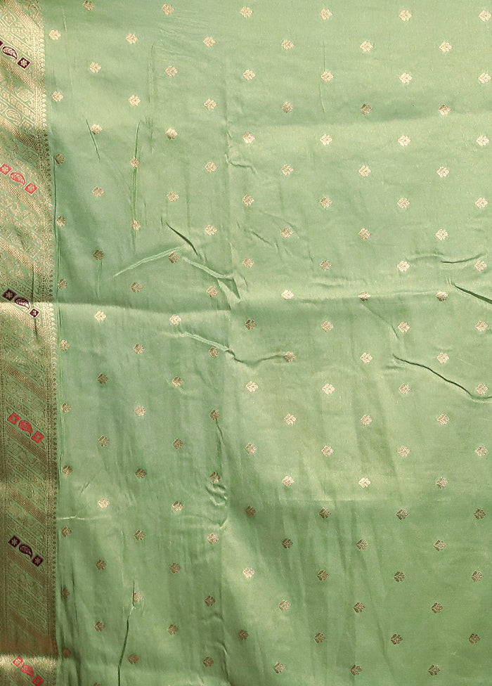 Green Dupion Silk Saree With Blouse Piece