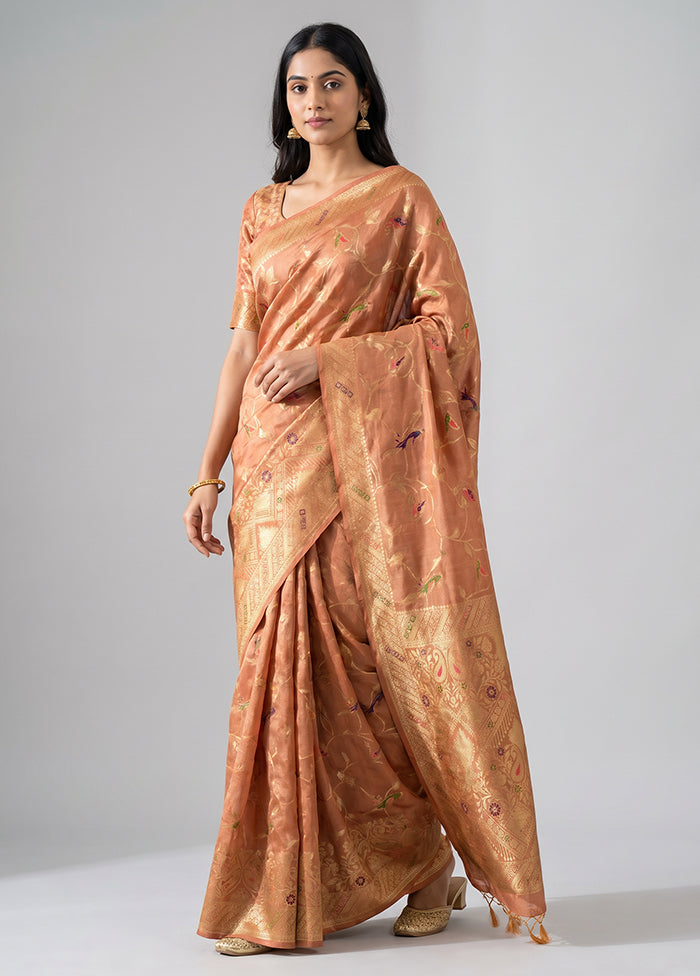 Pink Dupion Silk Saree With Blouse Piece