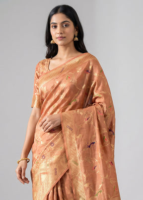 Pink Dupion Silk Saree With Blouse Piece